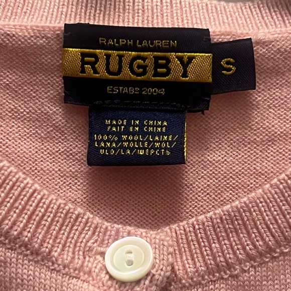 Ralph Lauren Rugby Collection Small Blush Pink Button Up Wool Cardigan Sweater - Picture 4 of 4